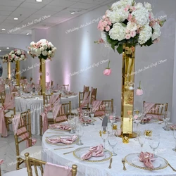 10pcs(20cm to 114cm)Tall Wedding Centerpiece Table Decoration Column Gold Vases Iron Walkway Aisle Pedestal Metal Flower Stand j