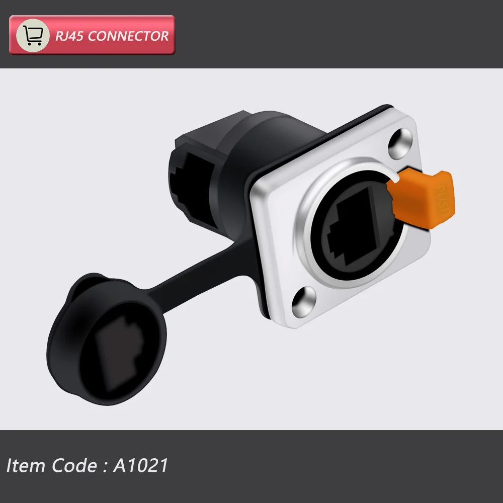 10 stks/5 sets 8p8c RJ45 Waterdichte Connector, Oranje & Zwart, Paneelmontage + Draad Connector, RJ45 Ethernet/Netwerk Connector, IP65 Niveau