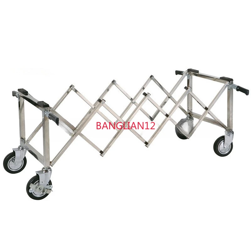 New upgraded aluminum alloy multi-gear telescopic adjustment coffin cart bracket 450kg load-bearing with locking casters