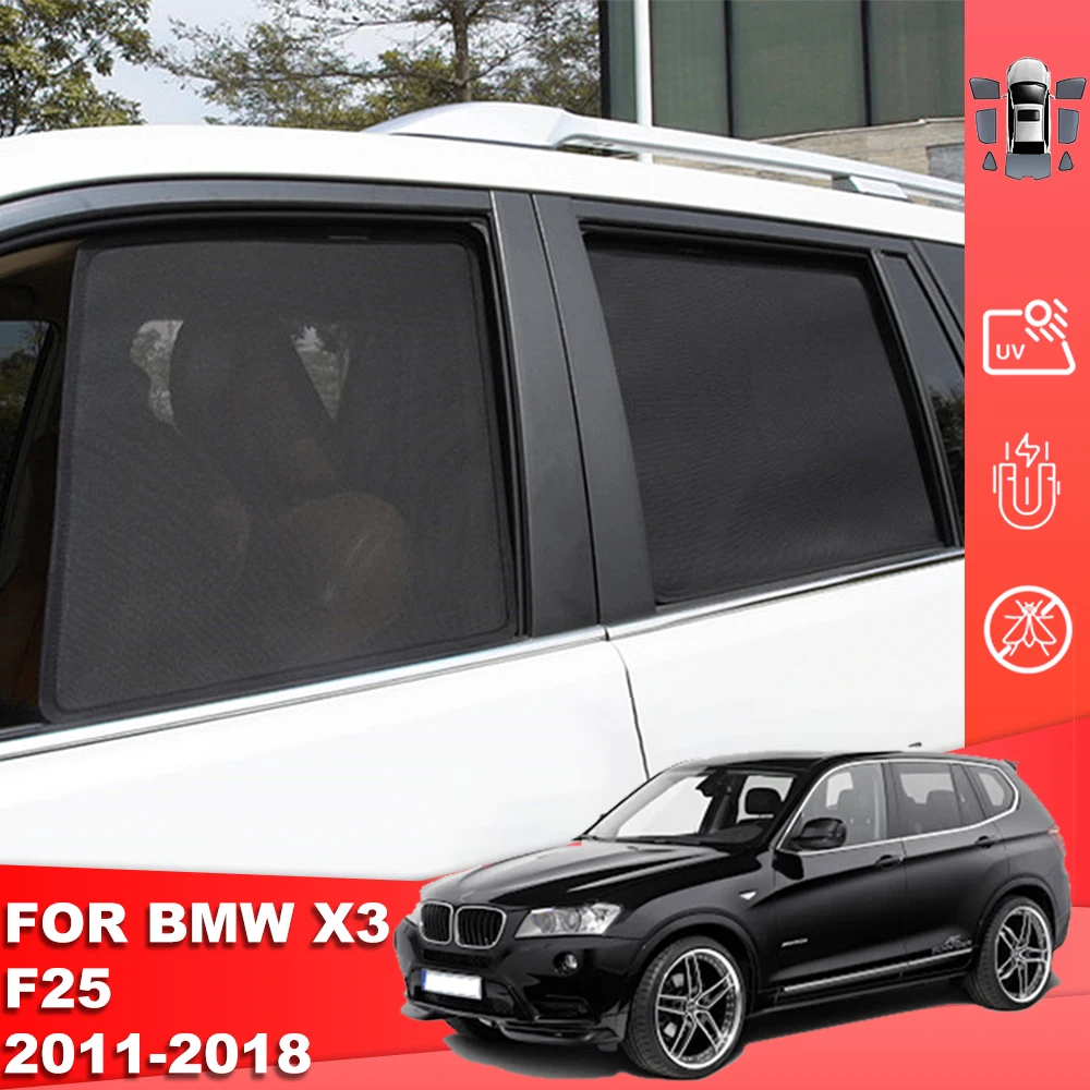 

For BMW X3 F25 2010-2017 Magnetic Car Sunshade Shield Front Windshield Curtain Rear Side Baby Window Mesh Sun Shade Visor