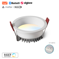 Recessed Tuya Zigbee/ 5CCT Switchable/ DALI LED Downlight Black/White Anti-glare Aluminum Dimmable 110/220V Ceiling Lamp