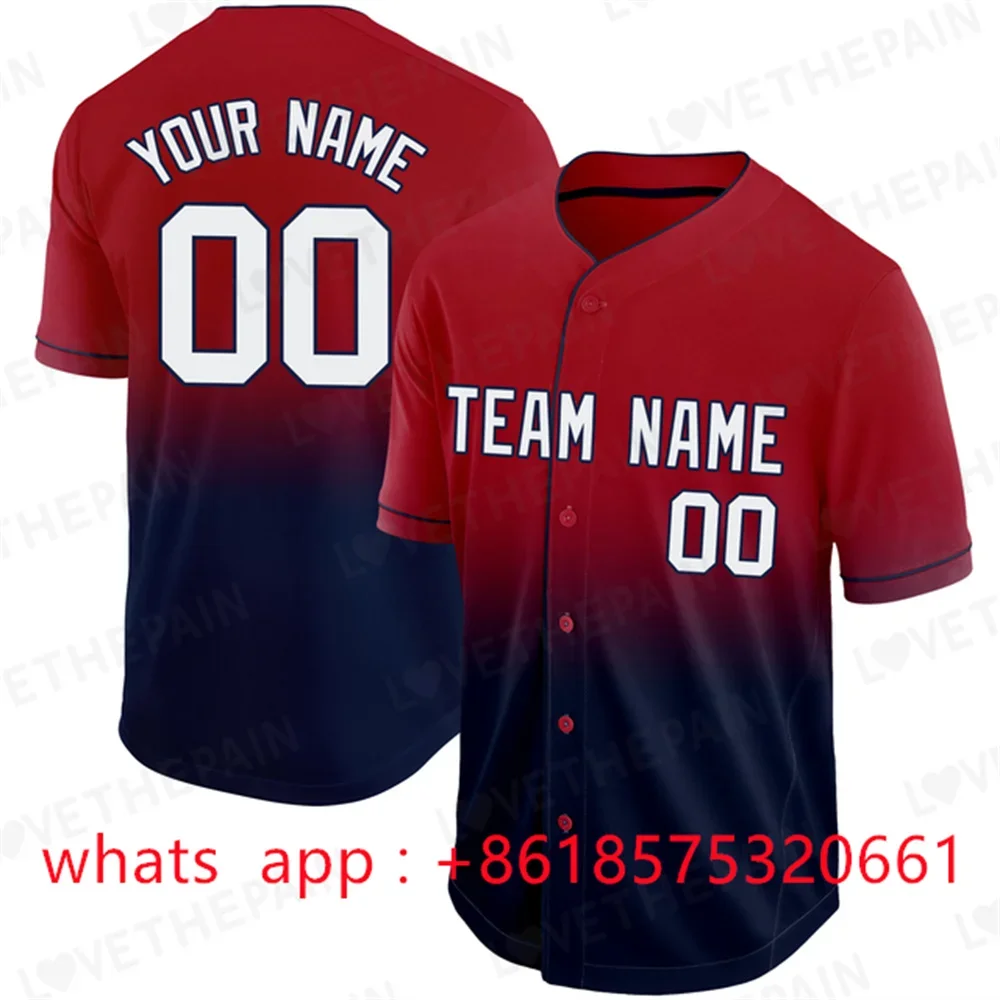 

Custom Baseball Jersey Short-Sleeve Cardigan Softball Sport Shirt Jersey Gradient Color Printing Design Team Name/Number Unisex