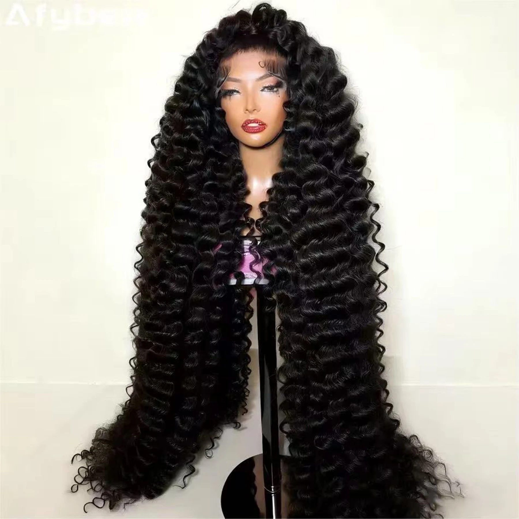 

Синтетический парик 13X4X1 HD Lace Front с глубокими волнами, предварительно проработанной линией роста волос, без клея, черный цвет, для повседневного использования, вечеринок, свадеб, мягкие волосы