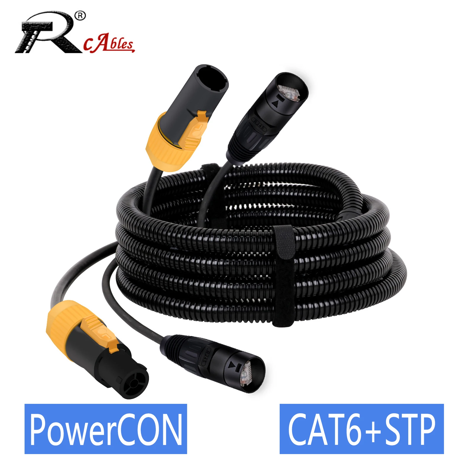 1PC 1.5M-15M PowerCON Cable+CAT6A STP EtherCON Cable Combination Of Waterproof PowerCon True1 Plug And RJ45 EtherCON Connector