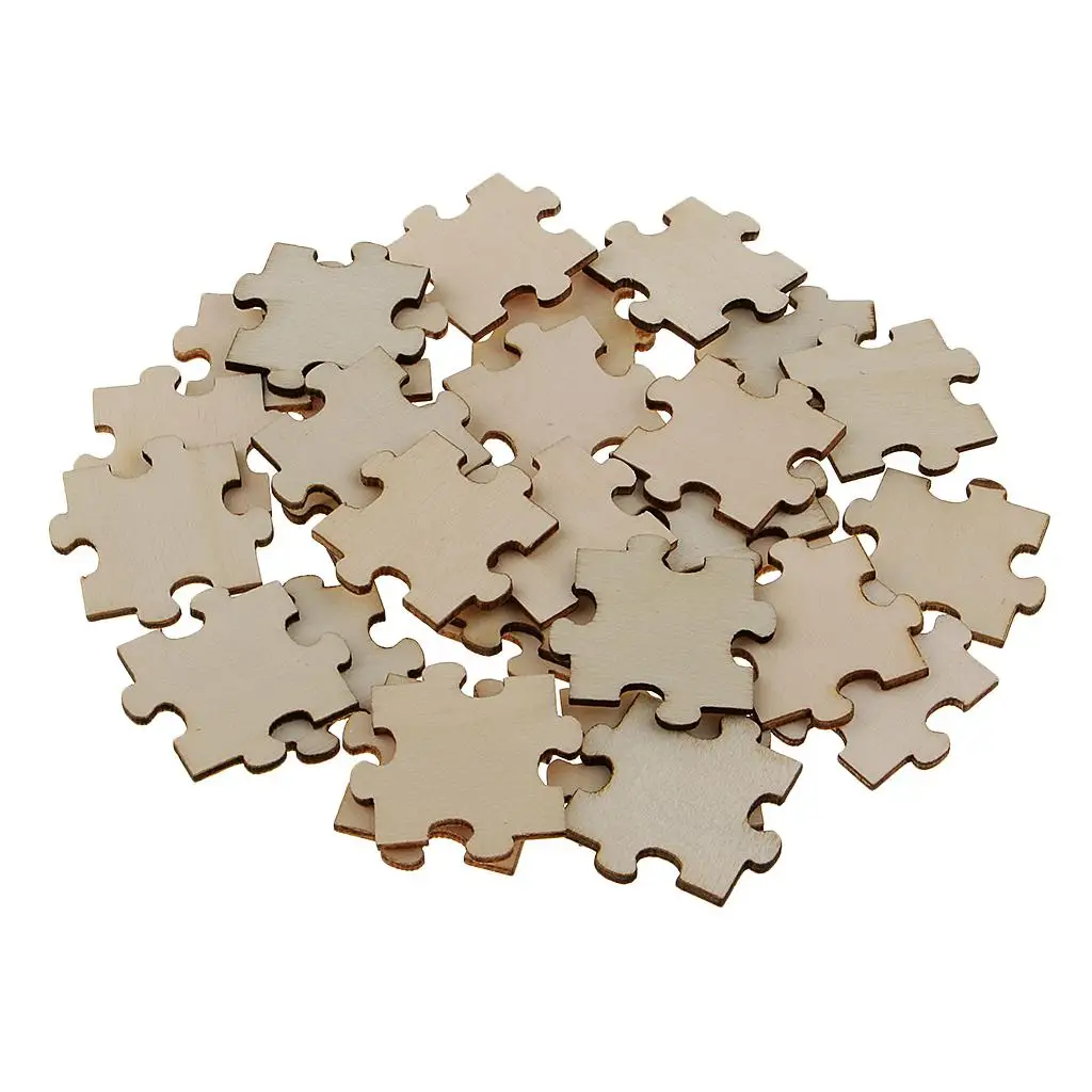 50 Pieces 40 Mm Blank Wooden Puzzle Embellishments Decorations Unfinished Wood Crad Making Wood Slices DIY Arts Crafts