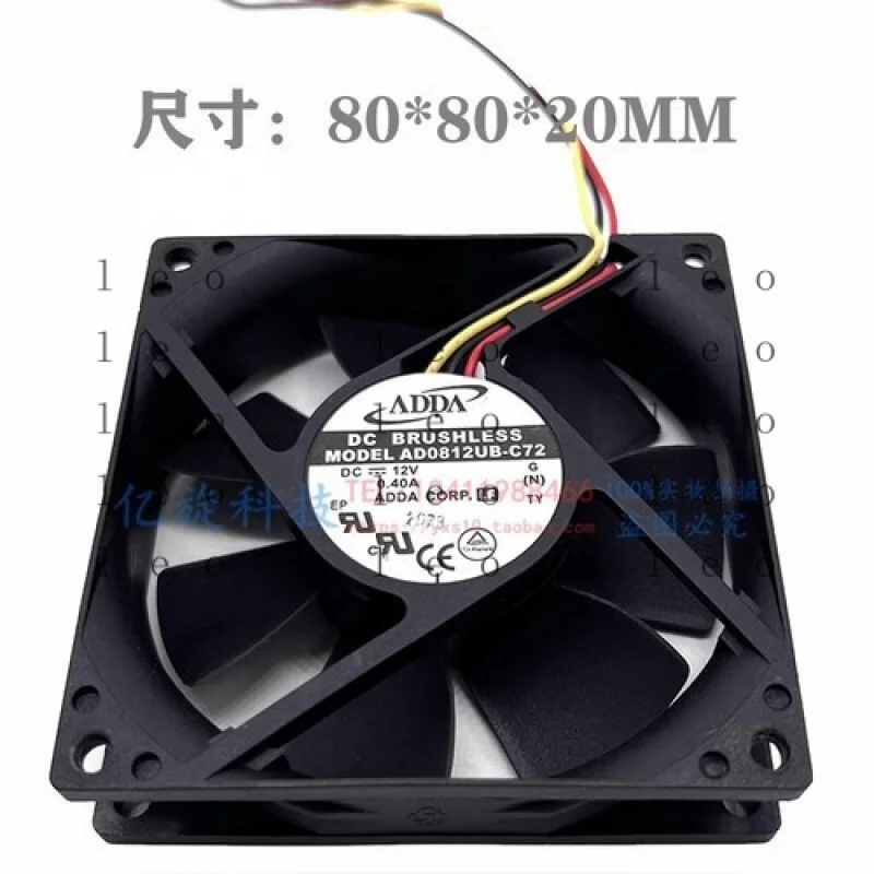 

CC for ADDA AD0812UB-C72 8020 DC12V 0.20A 8CM 3-Wire Dual Ball Cooling Fan