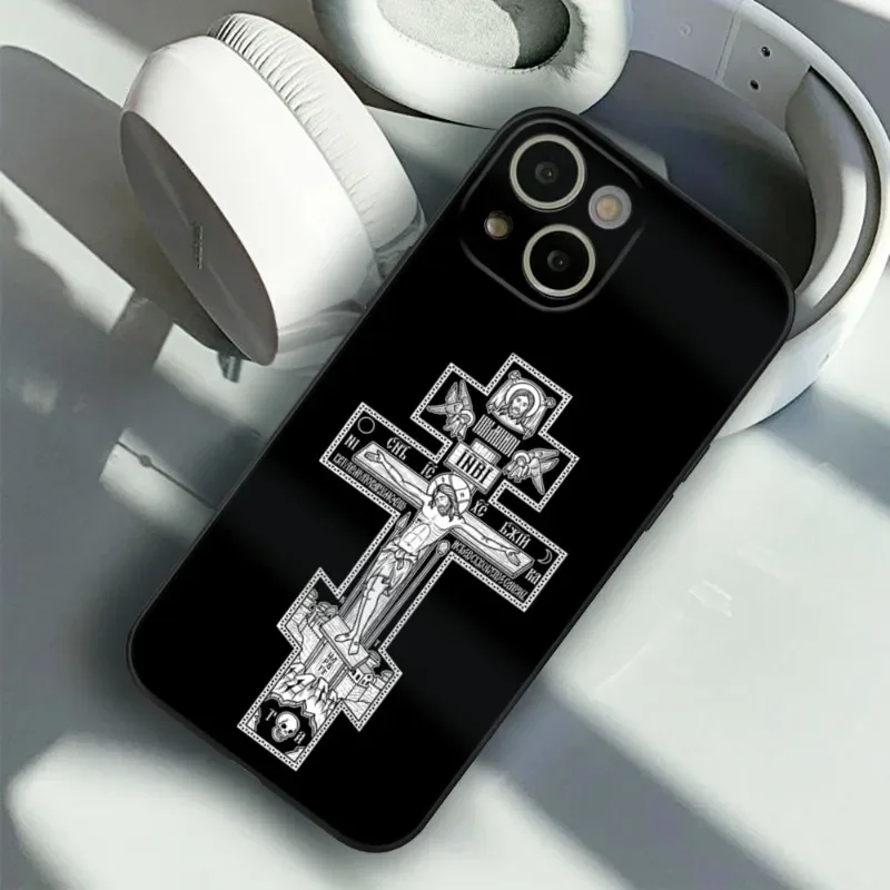 Orthodox Cross Icon Phone Case FOR IPhone 15 14 11 12 Pro 8 7 Plus X 13 Pro MAX XR XS MINI SE 2020 Black Covers