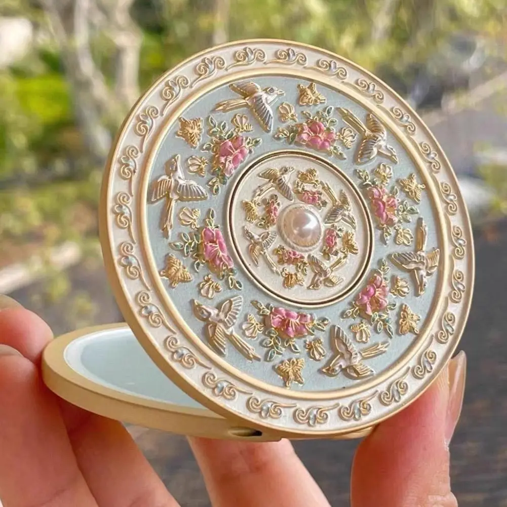 Ręcznie Robione Metalowe Lusterko do Makijażu Składane Kreatywne Lusterko Kosmetyczne Przenośne Wykwintne Lusterko Ręczne dla Kobiet