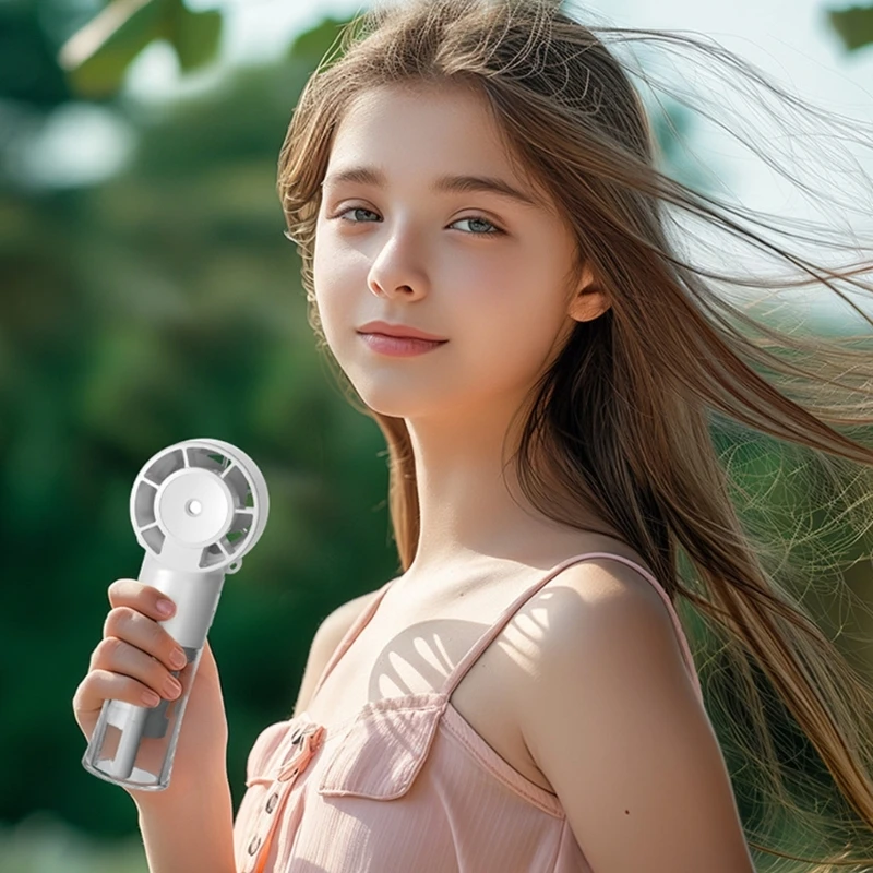 Neck Hanging Handheld Desk Fan Portable 1200mAh Battery USB Rechargeable Misting Fan for Travel Office Outdoor Use