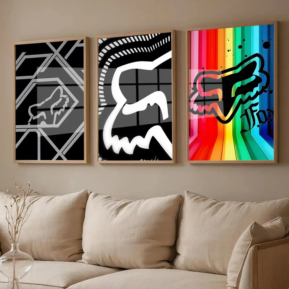 

Cartoon Motorcycle Racing Foxes Poster For Room Wall Art Decor Waterproof Stickers For Home Bar Bedroom Decoration