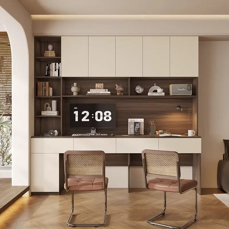 Premium 2025 New Modern Chinese Study Desk Cabinet Combination Cabinet with Locker Bedroom Wardrobe Dresser