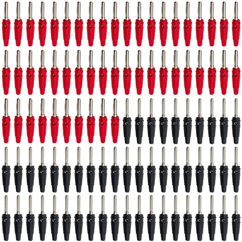 Imagen 1 del producto 20/100 Uds conector Banana 4mm conectores rojo y negro conector apilable cubierto con aislamiento de alta corriente conexión de tornillo
