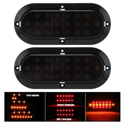 2Pcs Smoked Trailer Rear Lights 12V 24V LED Truck Flashlight Cargo Car Taillight RV Van Tail Headlights Dynamic Turn Signal 19cm