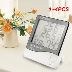 1~4PCS Electronic Digital Temperature Humidity Meter Thermometer Hygrometer Indoor Outdoor Weather Station Clock HTC-1 HTC-2