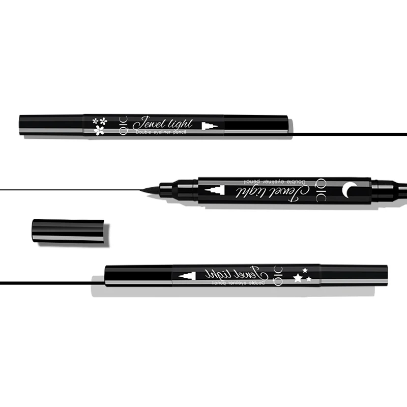 Double Head Moon Star Heart Flower Liquid Eyeliner Pen Black Stamp Makeup Seal Eyeliner Pencil Waterproof Cosmeticosmetic