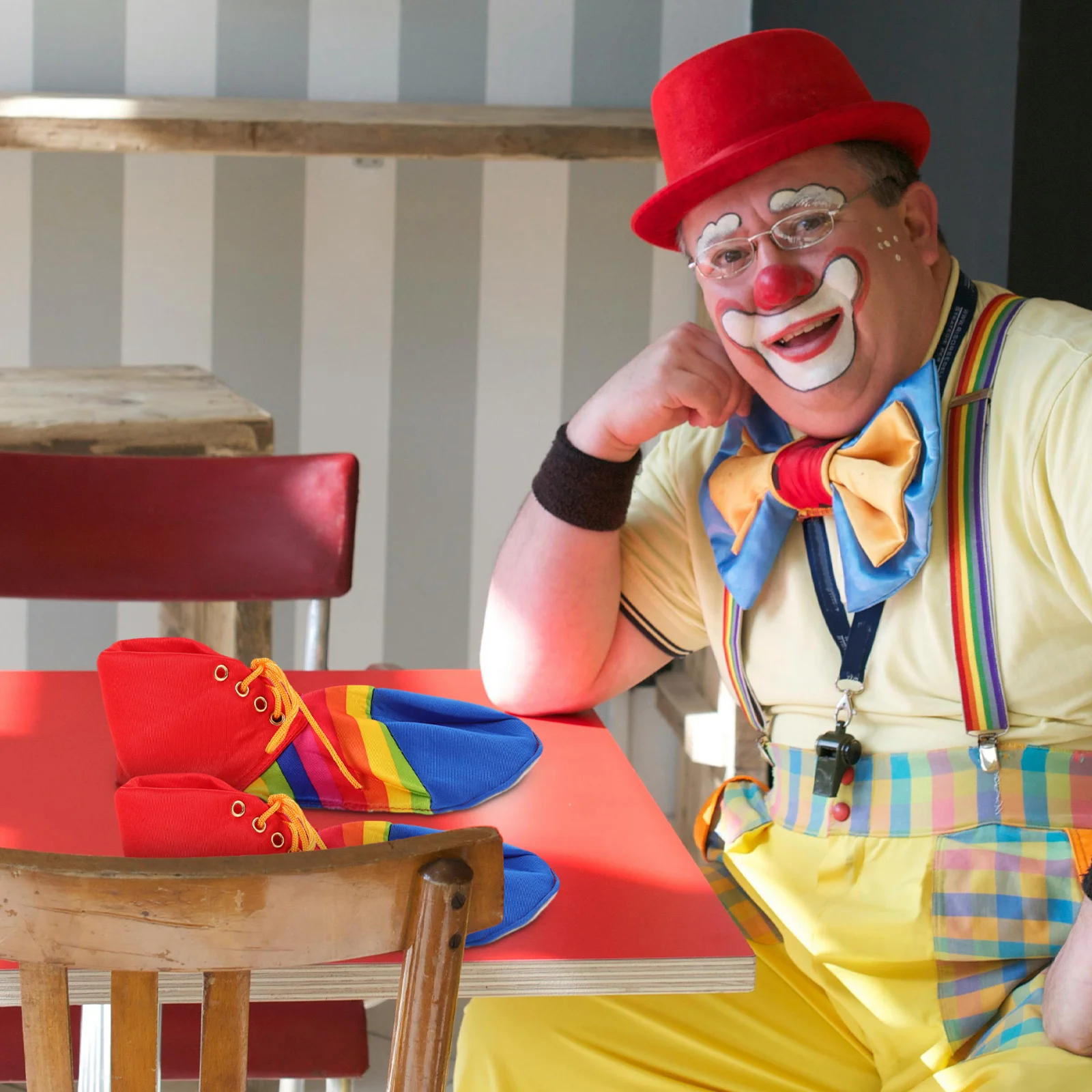 1 paire de chaussures de Clown colorées et amusantes, chaussures de fête unisexes, Costumes de Clown d'halloween, chaussures pour spectacles sur scène, événements de Cosplay