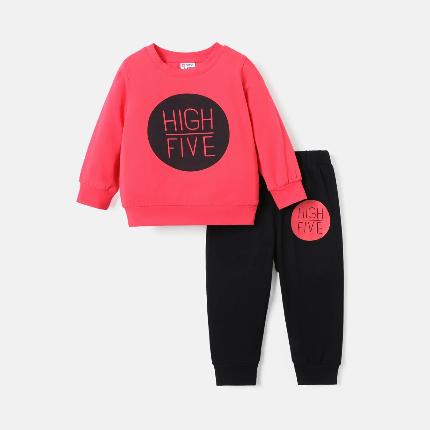 PatPat 2pcs Baby Boy/Girl Long-sleeve Letter Print Sweatshirt & Sweatpants Set Perfect for Outings and Daily Wear Basic Style