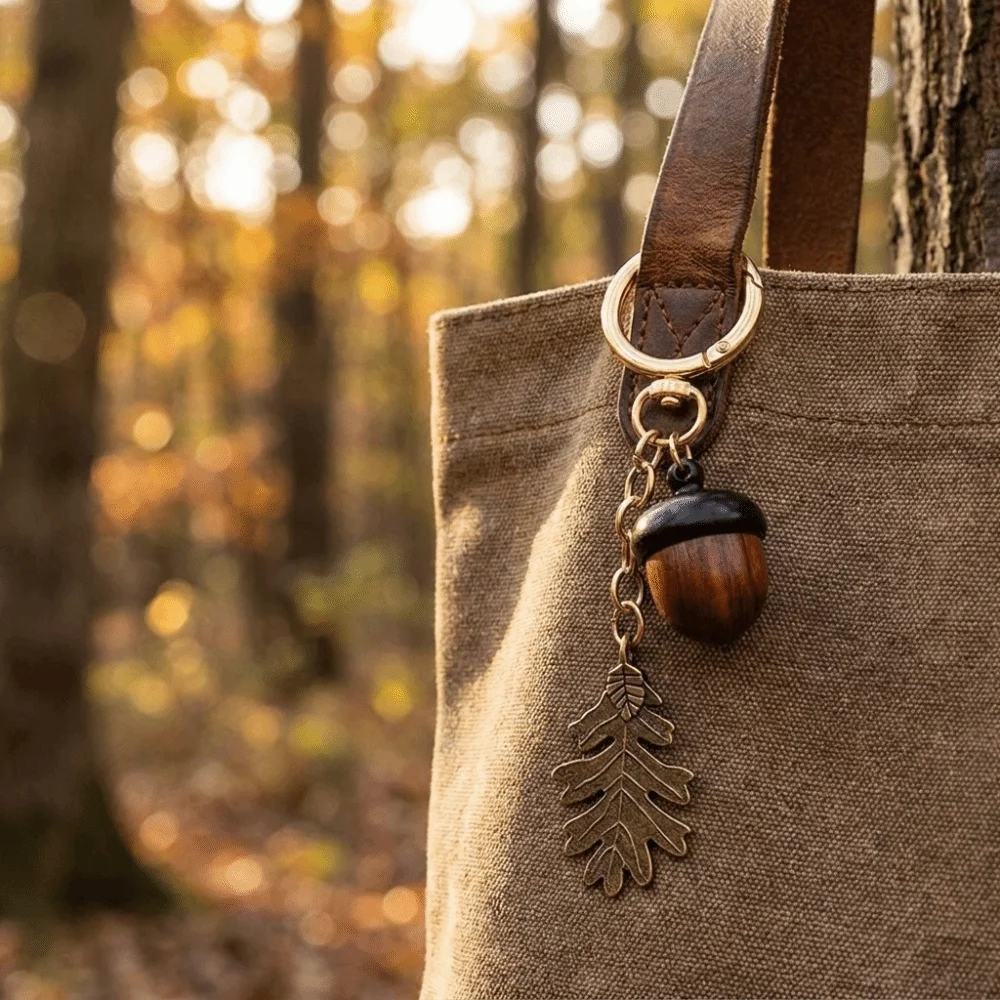 Antique Acorn Keychain Small Item Storage Lightweight Metal Keychain Removable Twist Open Simulation Acorn Bag Pendant