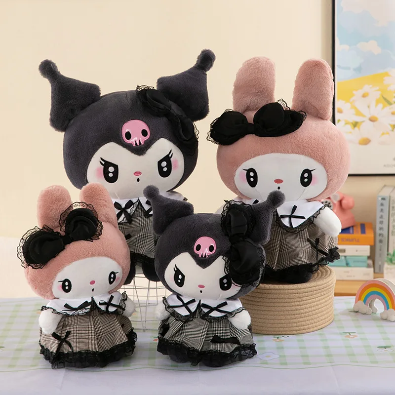 Sanrio 40CM Dark Gothic Style Cute Kuromi Melody Plush Stuffed Toy Large Doll Children's Birthday Gift Christmas Room Decoration