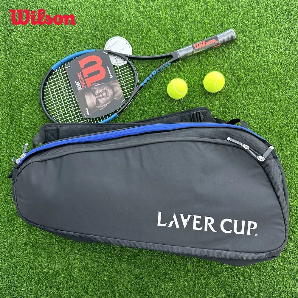

Wilson 2025 Double-deck 9 PK Tennis Bag Super Tour Laver Cup Tennis Racquet Backapck Large Tennis Racket Bag with Thermoguard