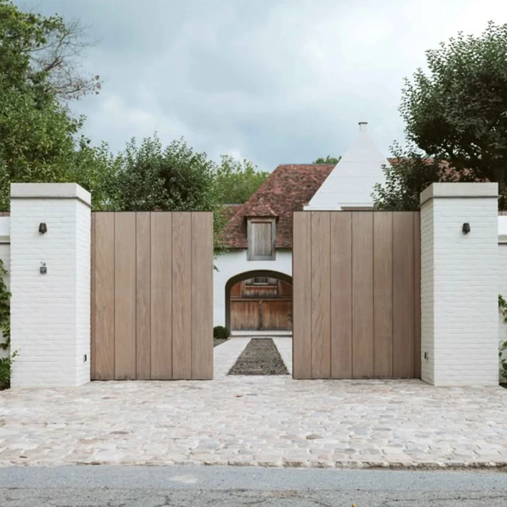 Sixinalu puertas abatibles puerta casa grande Gaint valla principal de madera entrada de aluminio Exterior Patio puertas traseras Panel personalizado para el hogar