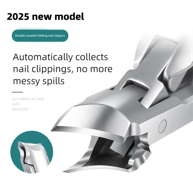 

1pc Portable Folding Double-Headed Large Opening Scissors Nail Clippers New Dual-Use Stainless Steel Nail Clippers Manicure Tool