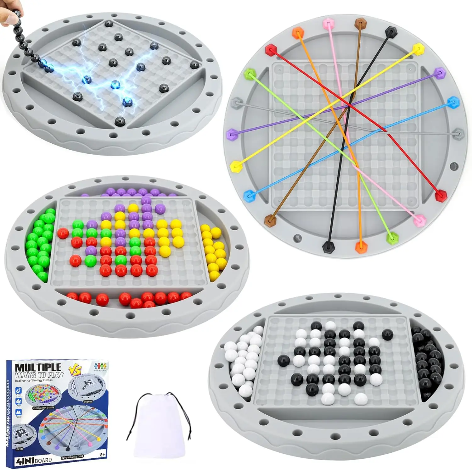 مجموعة ألعاب لوحية للسفر 4 في 1 للأطفال والكبار، لعبة استراتيجية ممتعة لليلة العائلة، رحلات الطريق، التخييم، سن 8 سنوات فما فوق، 2-4 لاعبين