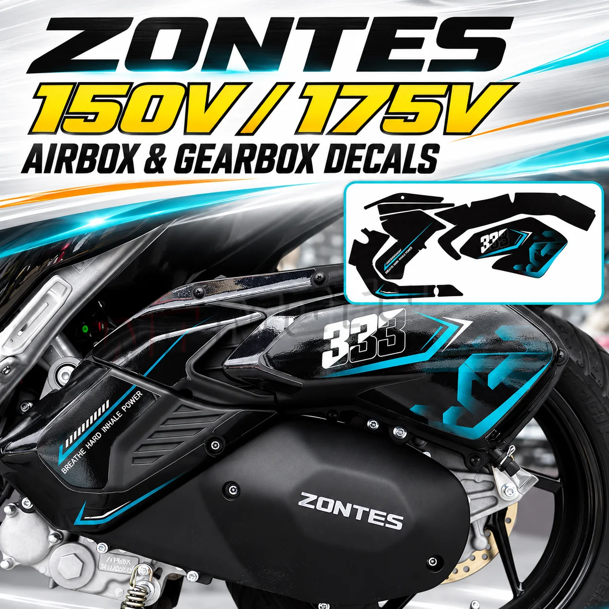 2026 ZONTES 175V 150V 125V Motorcycle Waterproof Protective Decal for Air Filter & Gearbox Modification