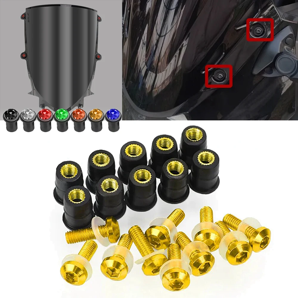 

For Buell 1125R 1190 SX 1190 RX Blast Cyclone M2 /M2 Low Ulysses Windscreen Fairing Cowl Windshield Screws Bolts Kit 5MM Nuts