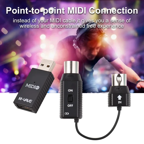 M-VAVE MS1 Mini sistema de transmisión inalámbrica Sistema MIDI Adaptador inalámbrico MIDI Soporte Plu Play para dispositivos con interfaz MIDI
