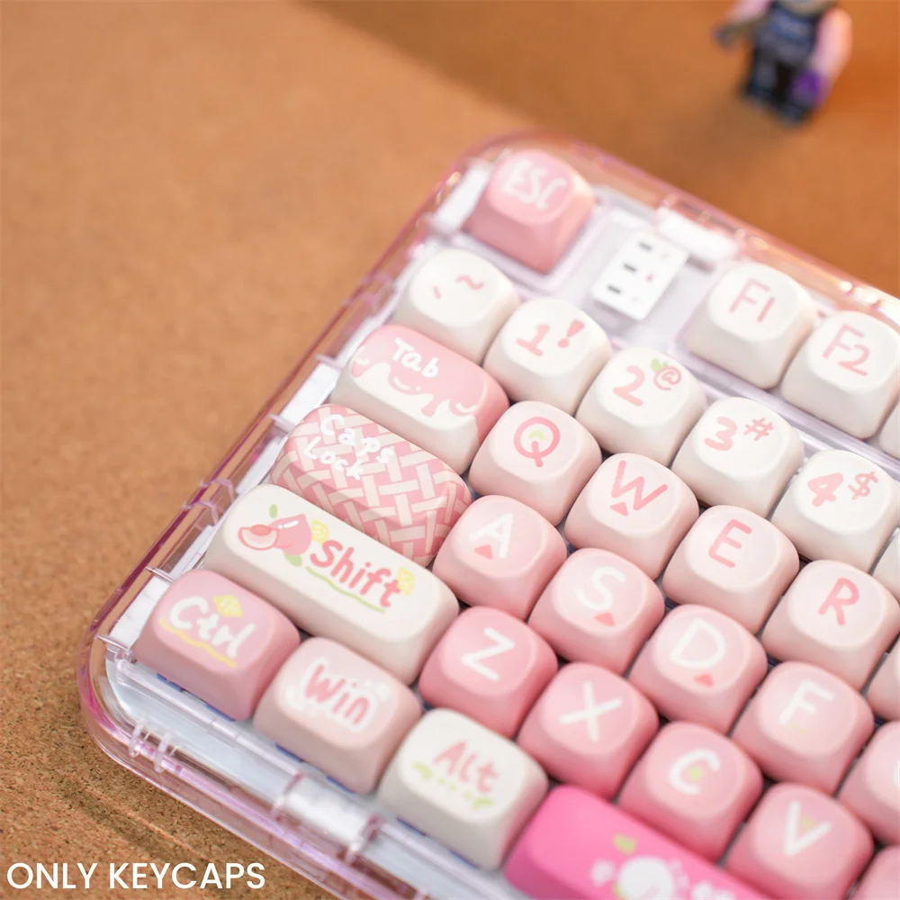 134 Keys MOA Profile Keycaps Pink Peach Theme PBT Dye Sublimation Customized Key Caps Kit for Mechanical Keyboard MX Switches