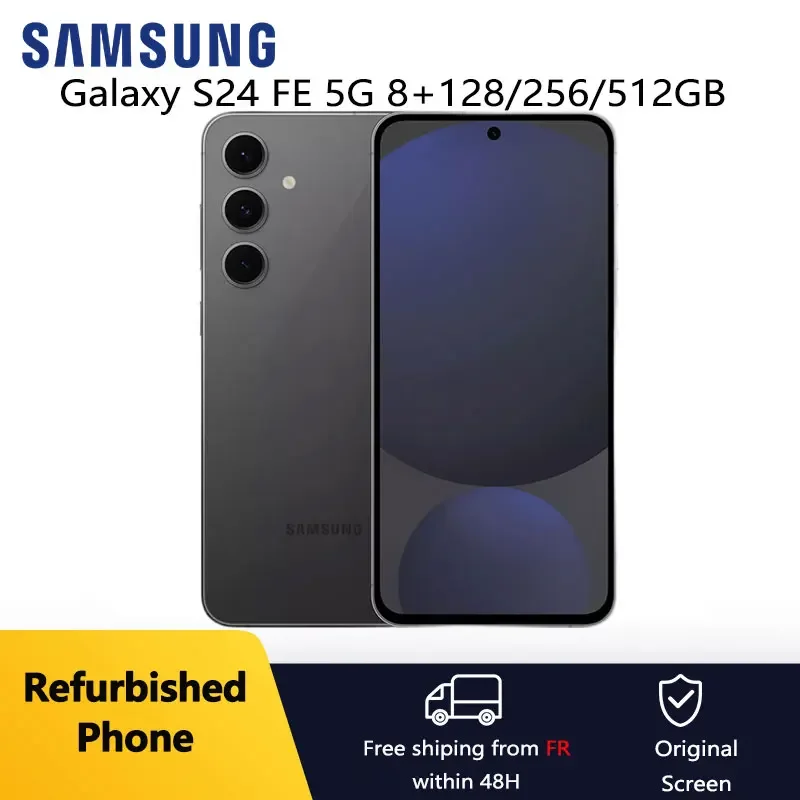 هاتف Samsung Galaxy S24 FE 5G مقاس 6.7 بوصة AMOLED ROM 128/256/512GB RAM 8GB Exynos NFC Android AI هاتف محمول بحالة ممتازة