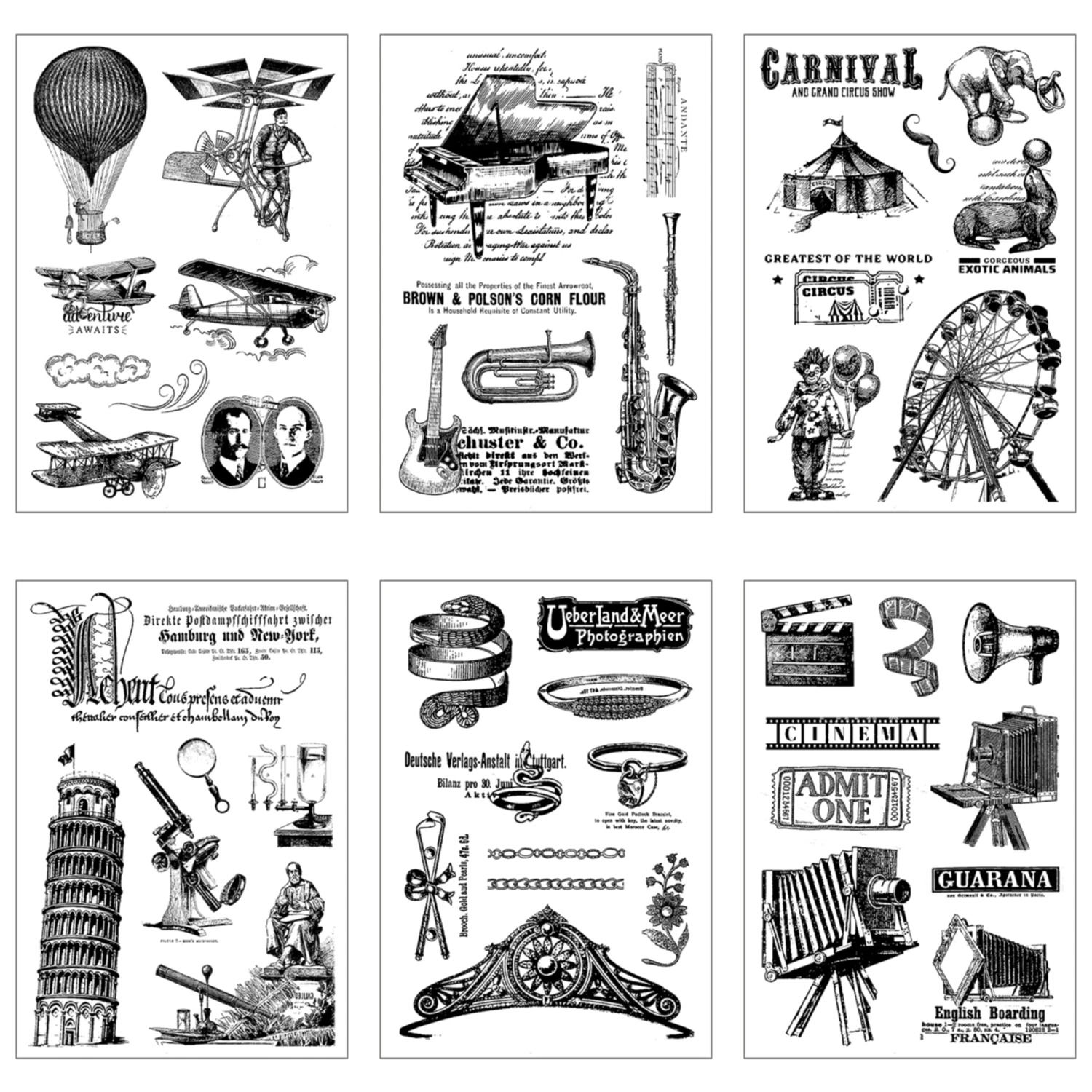 11*16cm Retro Jewelry Musical Instrument Clear Stamps Vintage Stamp for Scrapbooking Card Making Craft Decoration Rubber Stamp