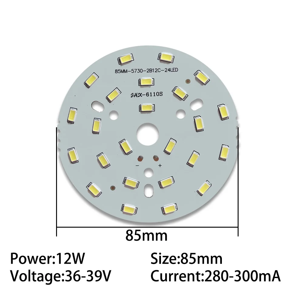 LED Chip 12W 58mm 65mm 85mm 100mm Round Lamp Board SMD 5730 Light Source With Wire DC280-300mA For Downlight Ceiling Light