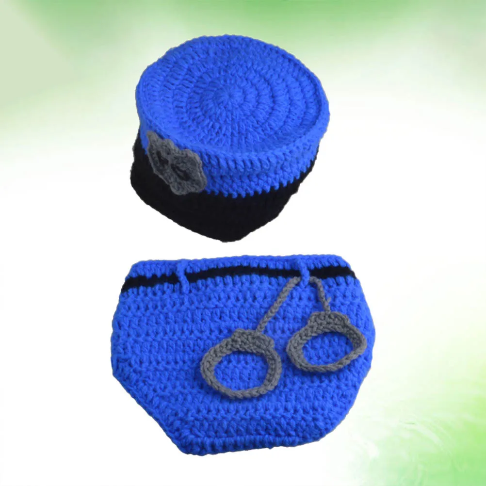 

Durable Baby Police Hat Set for Kids Creative Design Comfortable Non-Fading Newborn Photography Decorative Gift