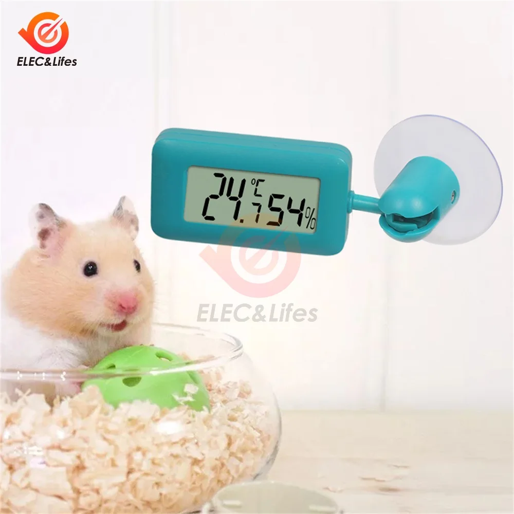 Mini Digital Reptile Thermometer 360 Degree Rotating Luminous Suction Cup Hygrometer For Lizards Snakes Spiders With Suction Cup