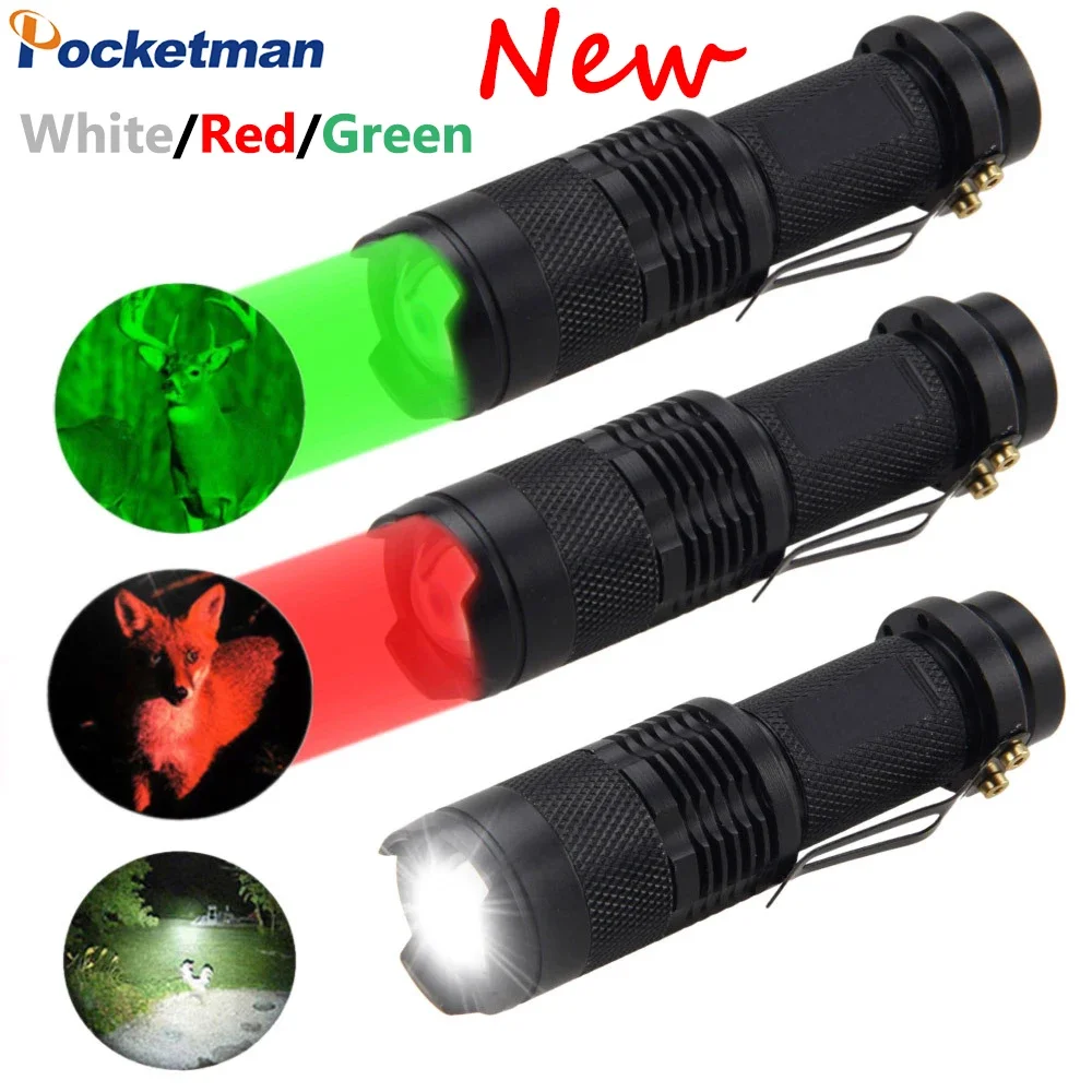 

Portable LED Flashlight 670nm Red/Blue/Green Light Mini Flashlights Tactical Flashlight Hunting Emegency Light Torch