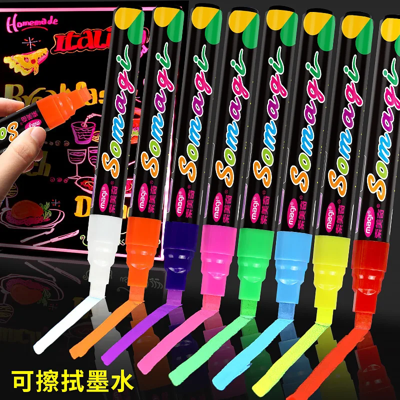 8 Pcs Markers Set Liquid Chalk Marker Pens Erasable Multi Colored Highlighters Led Writing Board Glass Window Art Marker Pens