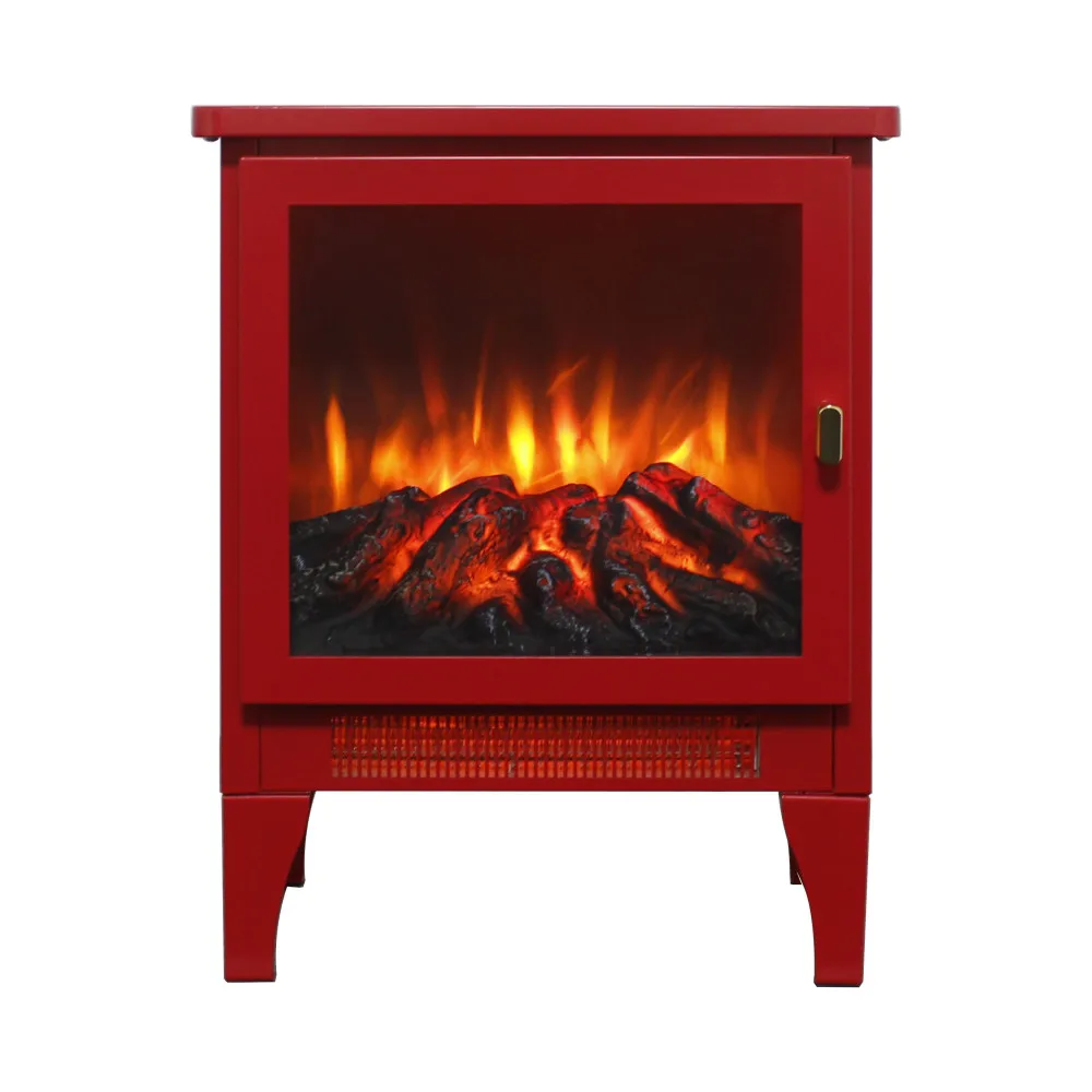 

17 inch Freestanding Electric Fireplace Stove heater with 3D Flame effect,Classic Red