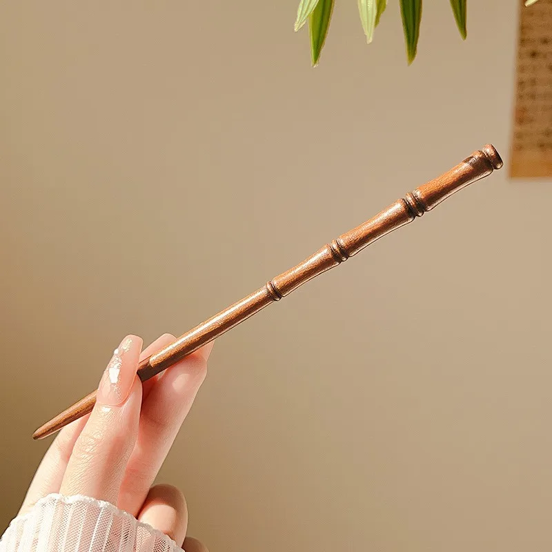 Chinese Bamboo Shaped Traditional Classical Culture Women's Bamboo Knot Hair Clip Fork Hair Clip Retro Wood Decoration image 4