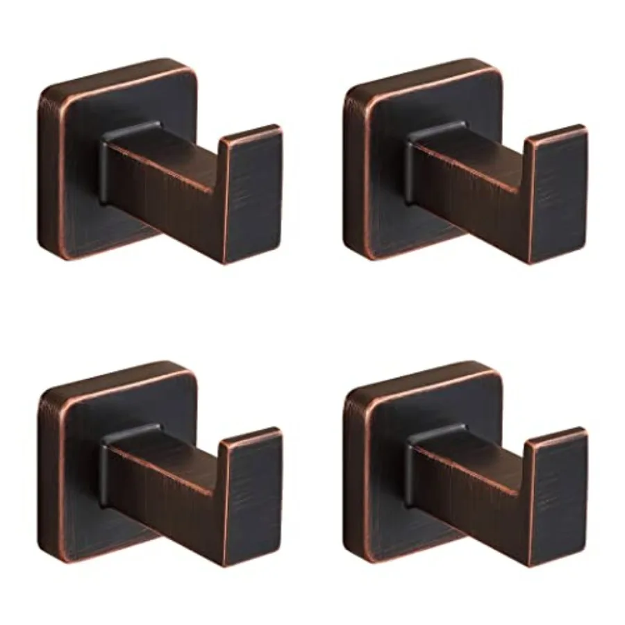 

Bronze Towel Hooks, Bathroom Robe Hook Wall Mounted, Square Wall Hat Coat Hooks 4 Pieces