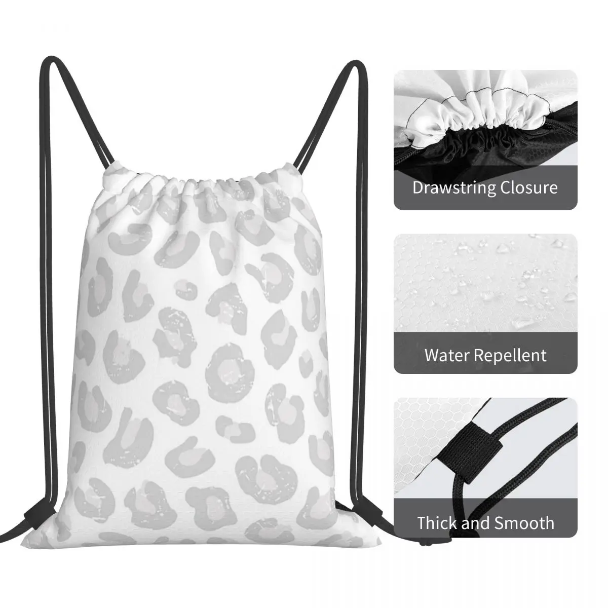 طباعة الفهد - حقائب ظهر فضية باللونين الرمادي والأبيض، حقائب ظهر عصرية محمولة برباط، حقيبة رياضية، حقائب كتب للسفر والمدرسة