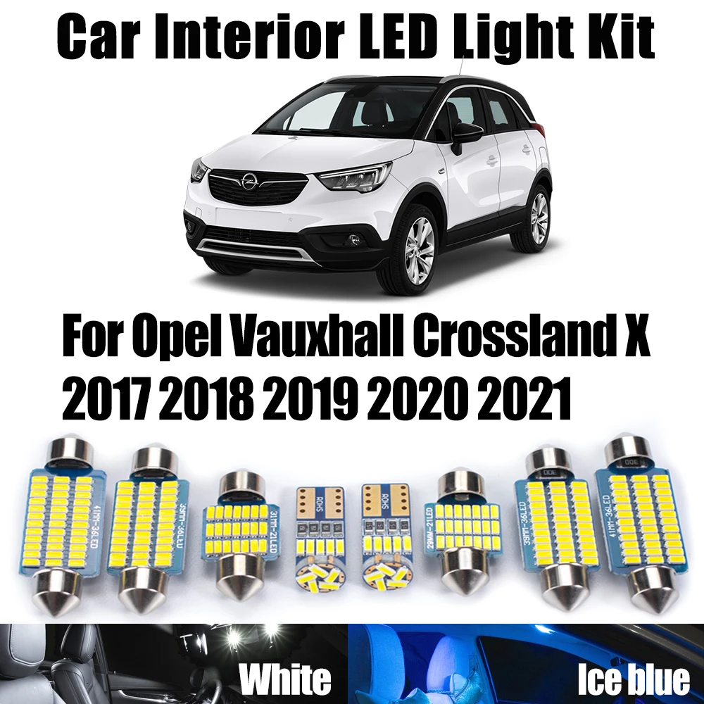 

13Pcs Canbus LED Interior Reading Map Dome Light Kit For Opel Vauxhall Crossland X 2017 2018 2019 2020 2021 Car Bulb Accessories