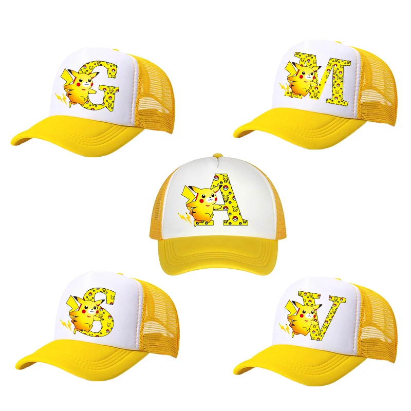 New Pokemon Baseball Cap Boy Girl Pikachu Cartoon  Anime Letter Printed Sunhat Outdoor Sports Hip Hop Parent-child Hats Mom Hat