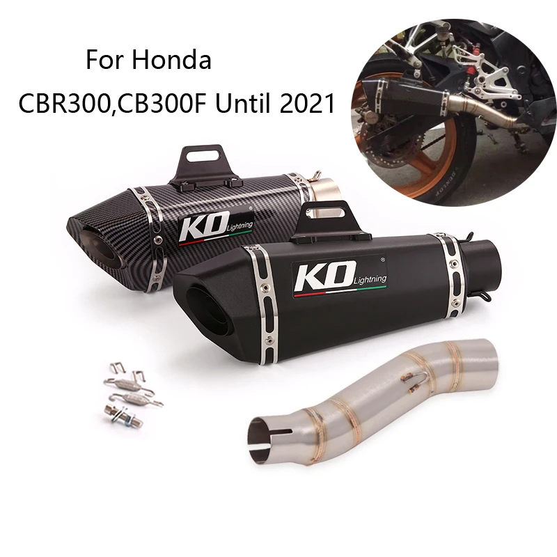 

For Honda CBR300 CB300F Until 2021 Slip On 51mm Motorcycle Exhaust Pipe Muffler Tail Tip With DB Killer Mid Connect Link Tube