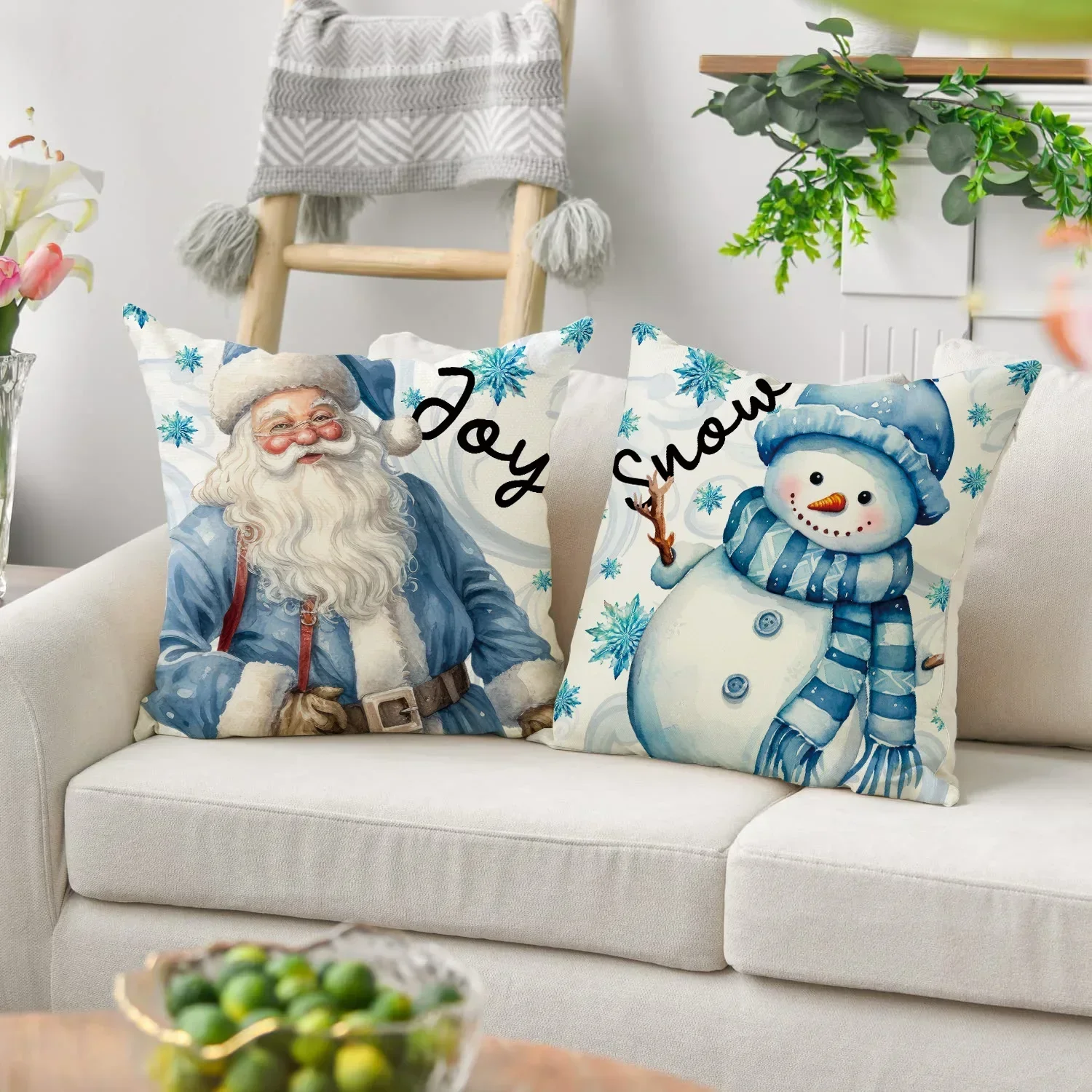 45cm Christmas Winter Pinecone Living Room Pillow Cover Xmas Snow Home Decoration Sofa Cushion Case Snowman Pillowcase