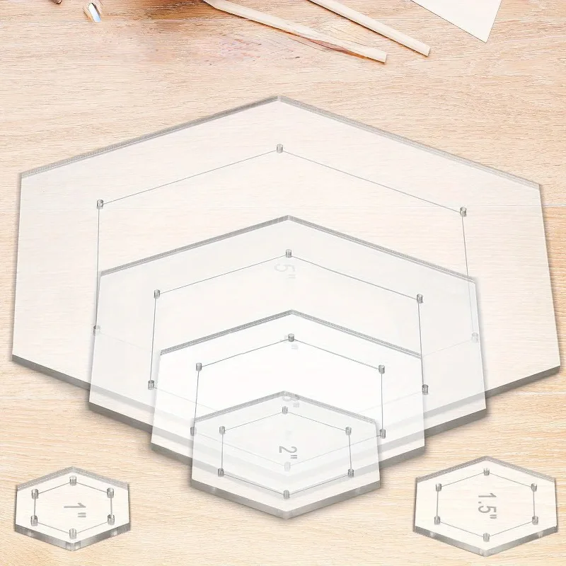 6-teiliges Sechseck-Quilt-Schablonen-Set, Mehrzweck-Nähwerkzeug für DIY-Quilten und Näharbeiten, für professionelle Quilter und Hobbyisten