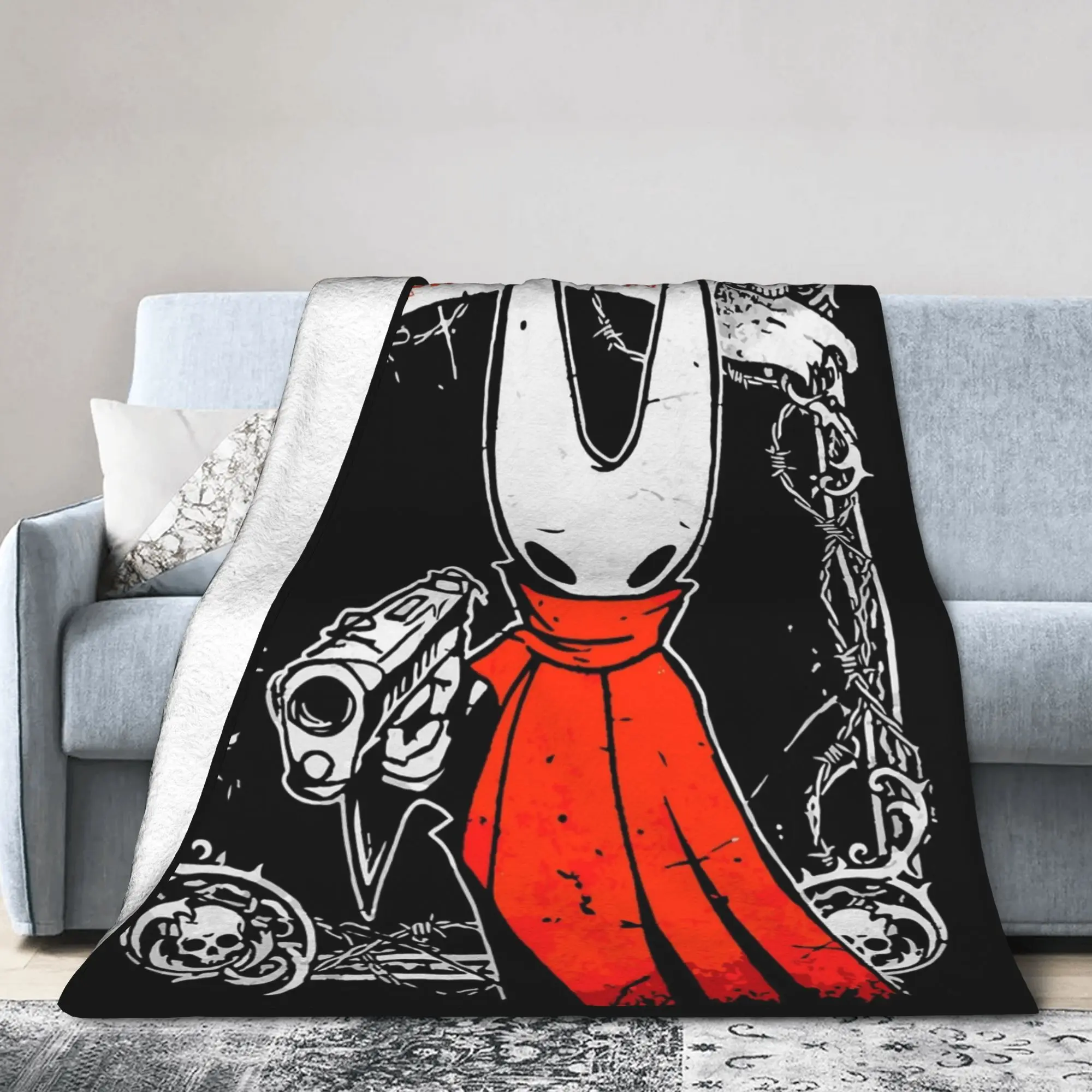 

Серебряное одеяло Hornet or Lead Silksong Hollow Knight, фланелевое весенне-осеннее мягкое одеяло для кровати, спальни, плюшевое тонкое одеяло