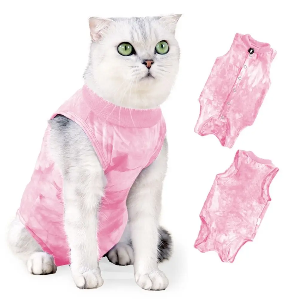 Stretchy Cat Spay/Neuter Clothes Soft Breathable Cat Recovery Suit Adjustable Buckle Anti Licking Wounds Cat Sterilization Vest