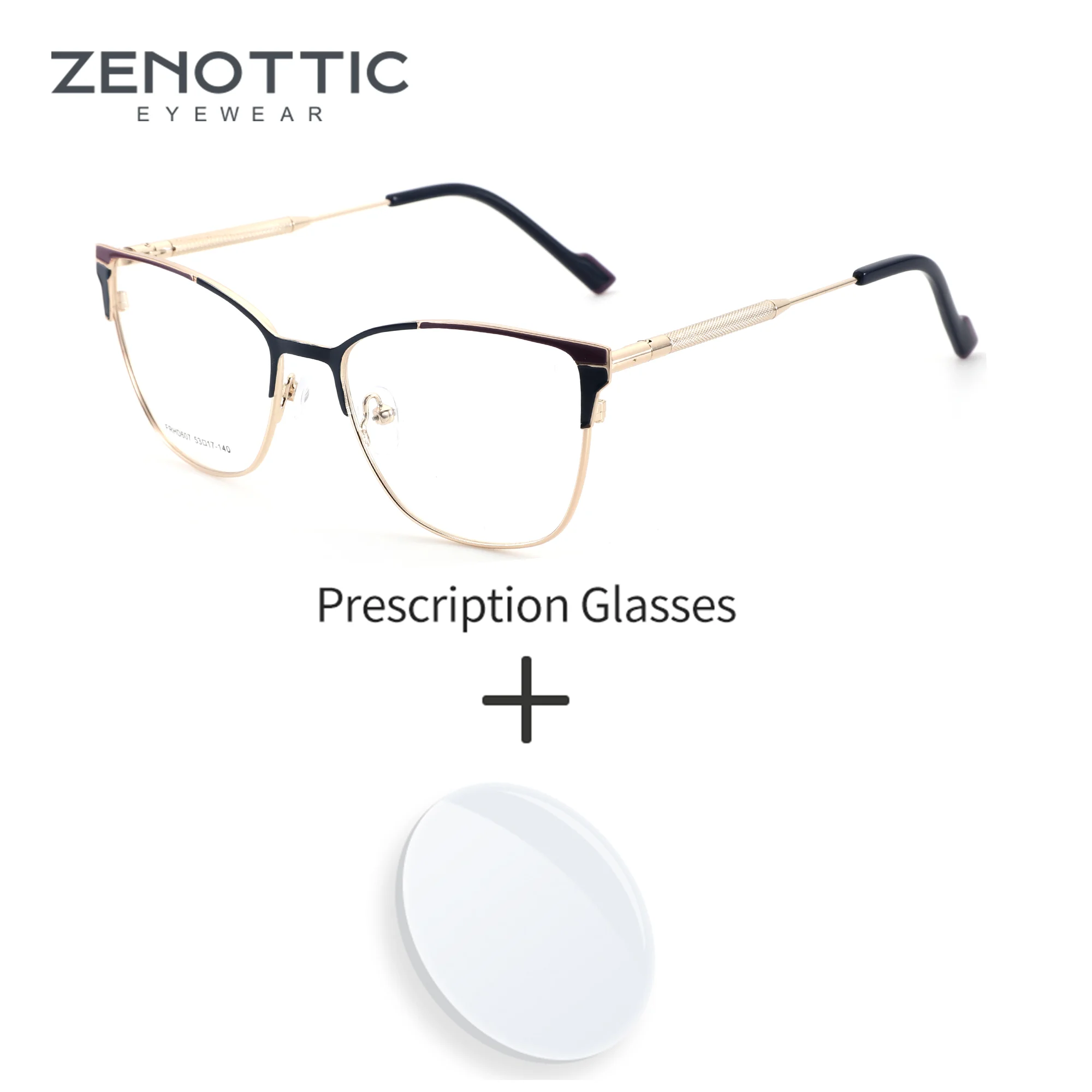 

ZENOTTIC 2025 Popular Square Prescription Glasses For Women Metal Anti Blue Light Photochromic/Progressive Optical Eyewear